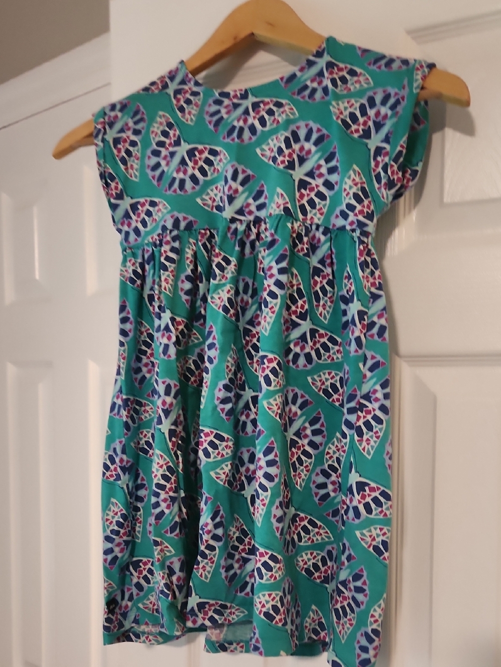 Tea Collection Teal Butterfly Mosaic-Print Dress